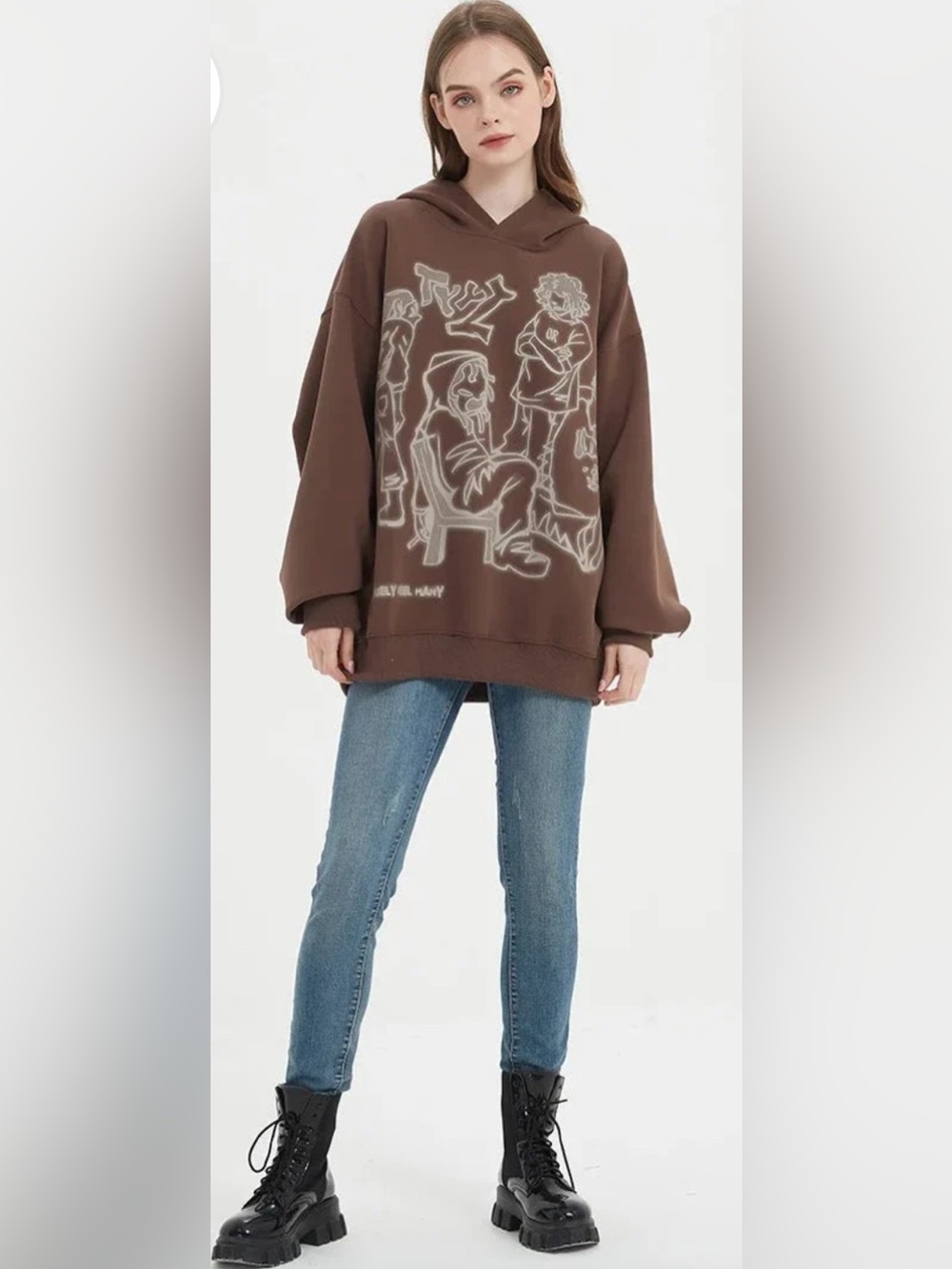 Aelfric Eden Y2k Oversized Graphic Streetwear Hoodie Women’s Size Medium - Picture 14 of 16